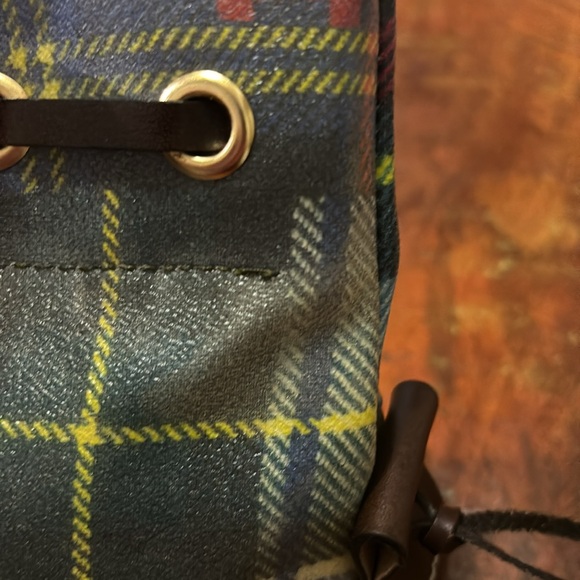 Vintage Dooney & Bourke Madras Ladybug Picnic Patchwork Plaid Handbag - Picture 9 of 15